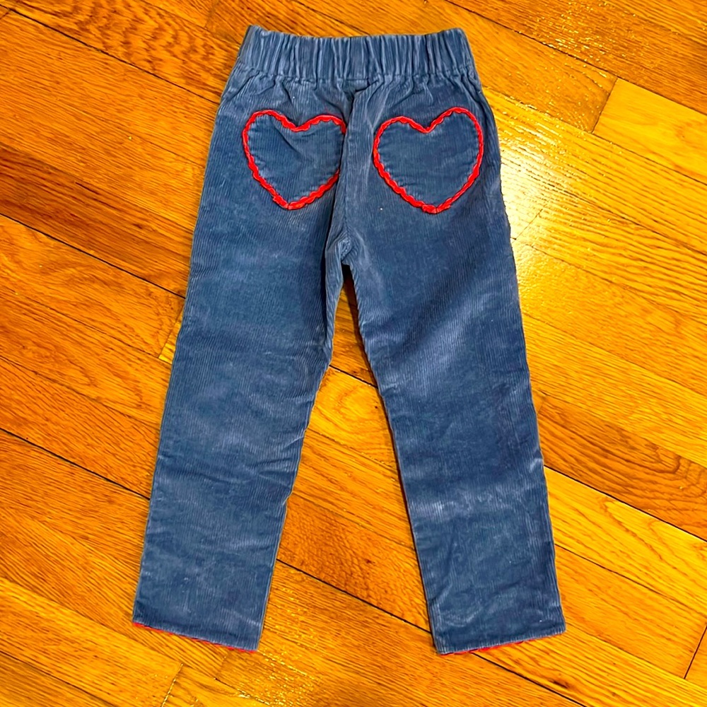 Bella Bliss girls corduroy pants with scallop heart detail size 4